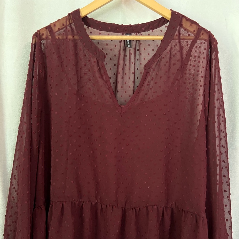 Massini two-for top sheer see thru top over solid tank